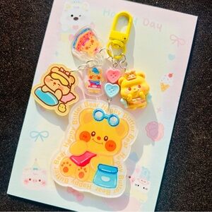 Butter bear double sided acrylic keychain bagcharm phonecharm